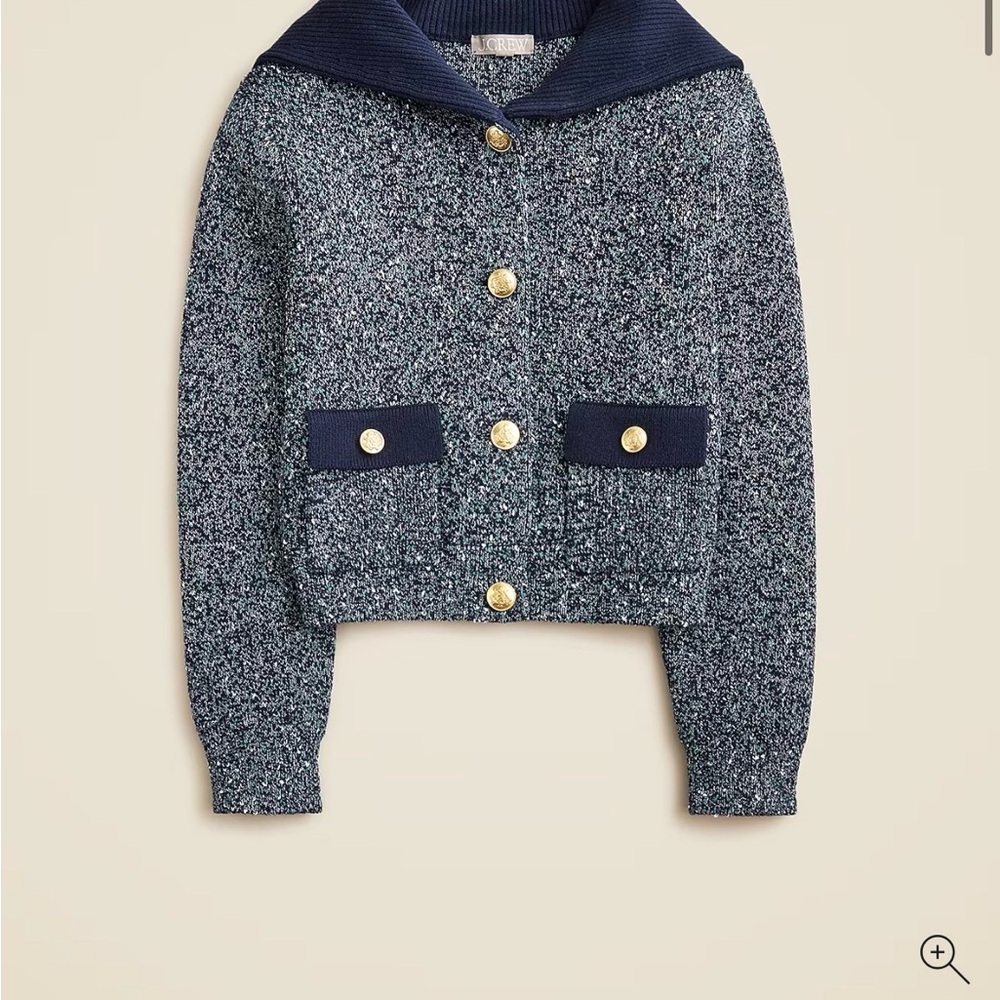 J. Crew Navy Tweed Button-Front Cardigan - Picture 4 of 4